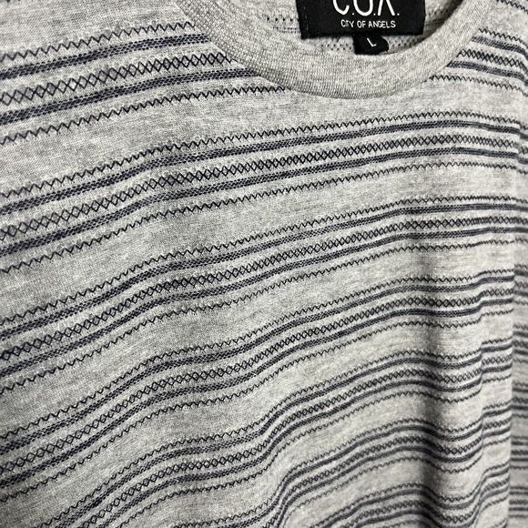 City of Angels COA T Shirt Mens Large Knit Striped Short Sleeve Casual Gray NWOT - Picture 3 of 8